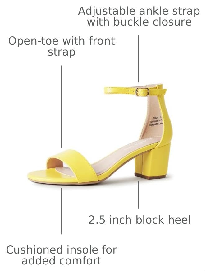 Image of J. Adams Daisy Heeled Sandals - Ankle Strap Low Block, Open Toe Dress Pumps, Chunky Heels - Dressy Shoes for Women - Bridal, Wedding, Summer Sandals