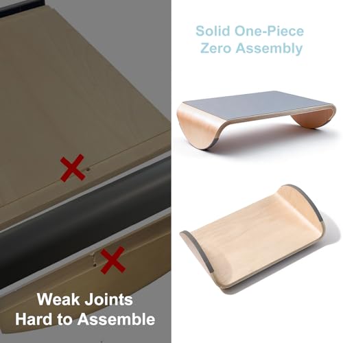 Image of Wood Foot Rest Under Desk, Ergonomic Rocking Footrest with Whole Piece Curved Solid Wood Base,Balance Board Active Sitting Desk Footrest for Office & Home, No Assembly