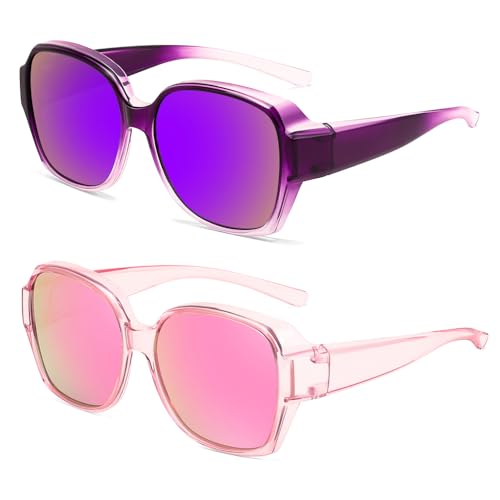 FEISEDY Polarized Sunglasses Fit Over Glasses for Men Women, Oversized Square Sun Glasses B4192