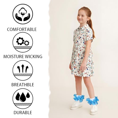 Toddler Girls Socks with Shimmering Double Big Ruffled Sock Turn Cuff Dress Socks for Little Girls3