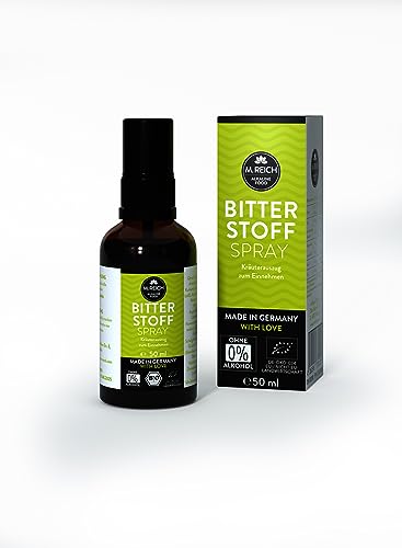 M. Reich BitterStoffSpray - Bitterspray ohne Alkohol - 50 ml für 40 Tage - 55 Bio Pflanzen und Bitterkräuter - Vegan und ohne Zusatzstoffe