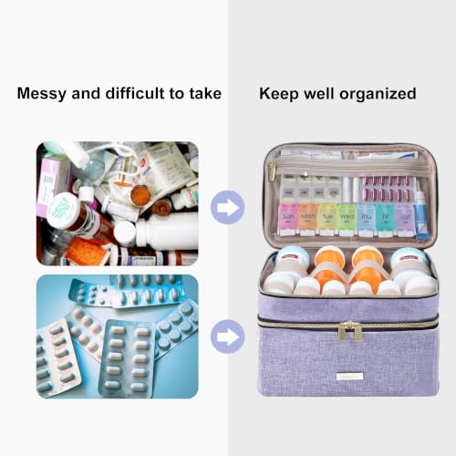 Image of Lexeeco Travel Medicine Pill Bottle Organizer Bag with Portable Small Pouch
