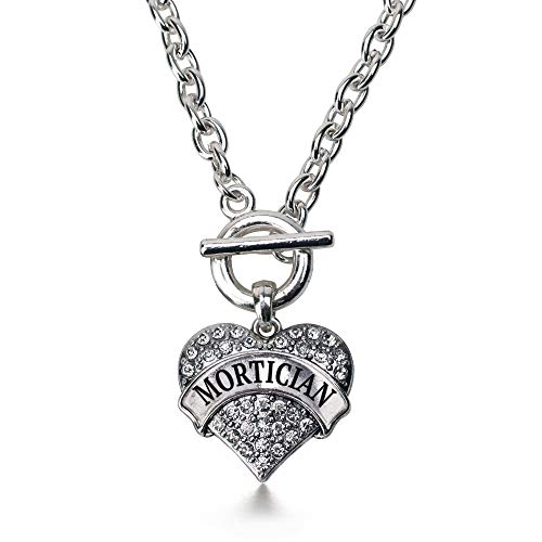 Inspired Silver - Mortician - Silver Toggle Necklace for Women - Pave Heart Pendant Necklace Jewelry Gift with Cubic Zirconia - Women's Necklace Charm with Toggle Clasp