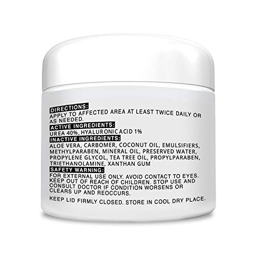 Clear 40 Ha, 40% Urea Gel, 1% Hyaluronic Acid, 4 Oz W/Tea Tree & Coconut Oil, Aloe Vera, Callus & Corn Remover Softens Cracked Heels, Feet, Elbows, Hands, Nails, Superior Hydration To Urea Creams #TOP1