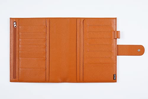 Moterm Leather Cover For Half Letter/Junior Discbound Planner, With Back Pocket (Pebbled-Burnt Orange) #TOP2