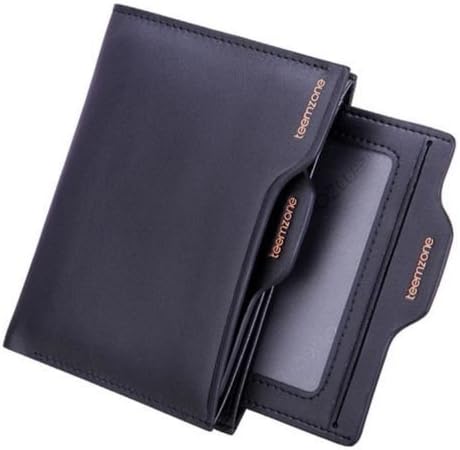 Men's Genuine Leather Wallet Money Clip Card Receipt Driving License Holder NEW (Black)