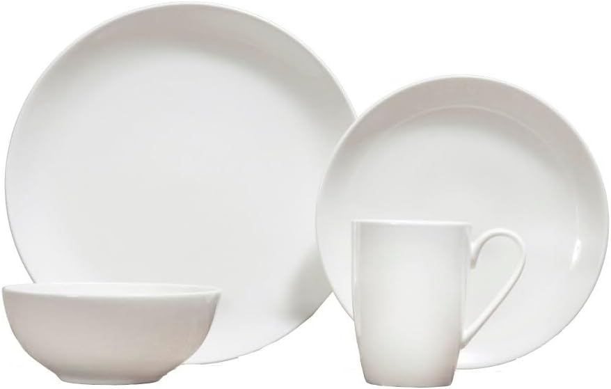 Fortessa Caldera Porcelain 16 Piece Dinnerware Set, Service for 4, Ivory