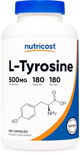 Nutricost L-Tyrosine 500mg 180 Capsules - Gluten Free & Non-GMO