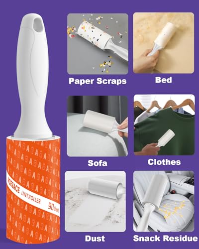 Lint Roller Value Pack, Everyday Clean Helper On Pet Hair, 540 Sheets, 6 Rollers+ 2 Handle, White Lint Roller Value Pack, Everyday Clean Helper On Pet Hair, 540 Sheets, 6 Rollers+ 2 Handle, White