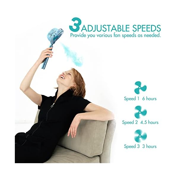 Misting Baby Kinderwagen Ventilator, Persönlicher Handventilator mit 3 Starken Geschwindigkeiten, Batteriebetriebener… – Bild 4