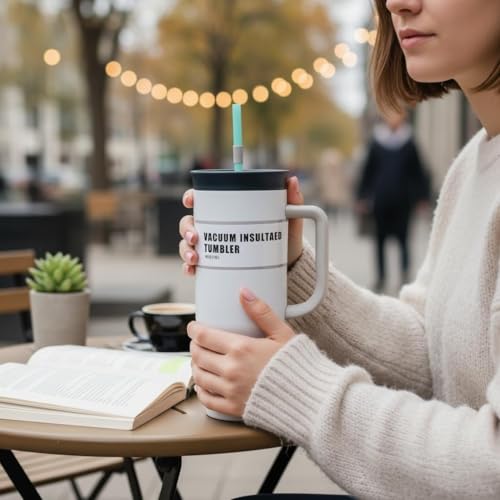 Image of HomeCloud 1200ml Insulated Coffee Tumbler with Lid - Double Wall Travel Mug for Hot & Cold Drinks, Leak-Proof, Durable, Portable, Stylish Stainless Steel Design (Grey)