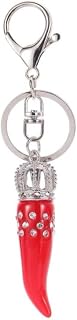 Red Horn with Silver Chain Keychain Key Rings & Fobs Chili Pepper Charm for RearPurse Charms for Handbags-Charms for Purses-Key Chains-Bag Charm Accessories