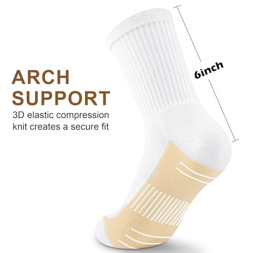 Image of Crew Socks Women Athletic Hiking Running Cushioned Compression Socks 3-5 Pairs