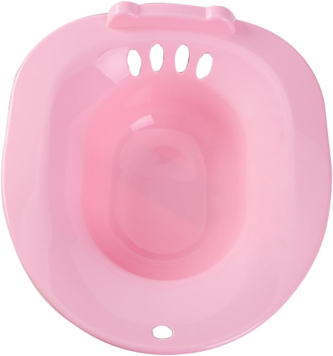 Sitz Bath Basin with Anti-Spill Overflow for Postpartum Care and Smooth Hygienic Soaking Tub for Pregnant Women and Men Compatible with Toilet Seats Pink