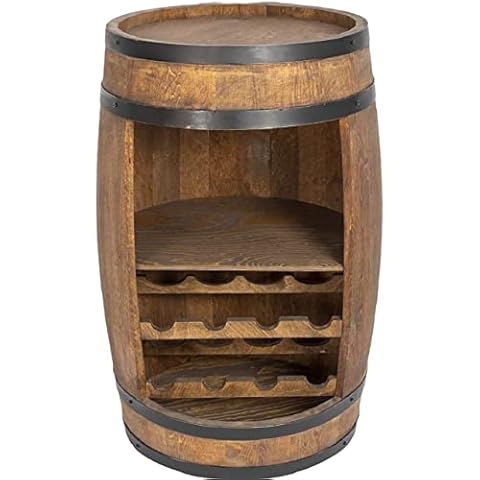 Wooden Barrel with Shelves and 2 Wine Shelves Wenge Wine Rack Wooden Shelf 82 cm Decorative Room Modern Storage Cabinet Barrel for gin wine whisky beer glasses and bottles Cover
