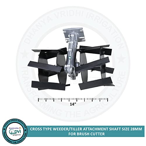 Image of DVI Rotary Weeder Attachment Cross Type for All Types of (2 Stroke /4 Stroke) Brush Cutter Used for Weeding & Cultivation in Agriculture (for 28MM 9 Teeth SPILINE Shaft)
