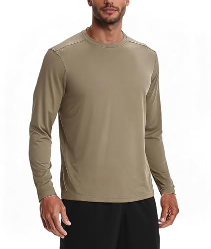 Opiniones de Ropa de Balonmano para Hombre los mejores 5. 44 VIOPY Playeras Deportivas Hombre Manga Larga Camisetas Deportiva Ejercicio Playera Deportivo para Ropa Gym Running Federal Tan M
