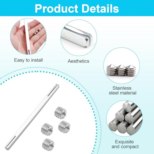 Vierkantstift 8mm x150mm für Türklinke, Drückerstift Eisen-Vierkantstift 8mm für Drückergarnituren und Türgriffe, Drücker-Vierkant aus Gehärteten Stahl für Türschloss Innentür, mit 4 Stk. M6 Schraube