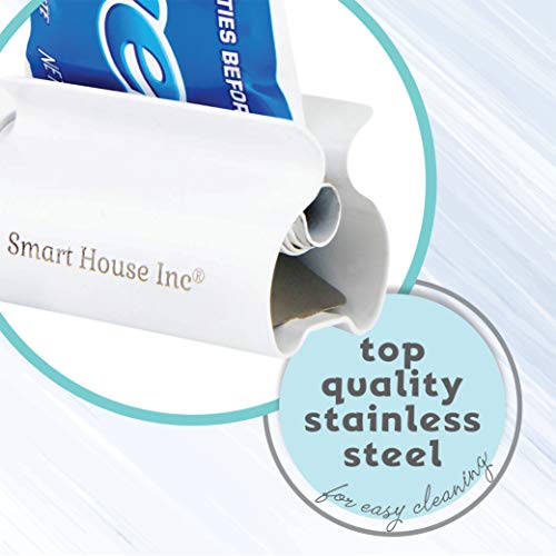 Image of Toothpaste Squeezer Tube Roller Stainless Steel Tube Squeezer Rollers, Saves Toothpaste, Creams, Puts an end to Waste (White)