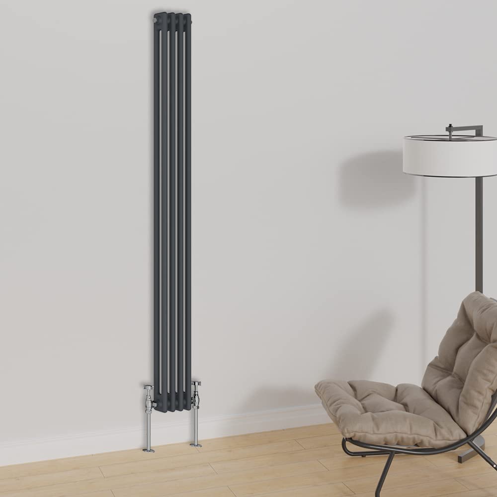 Warmehaus Anthracite Vertical Traditional Column Designer Radiator 1800X200mm Double Panel Cast Iron Central Heating Radiators
