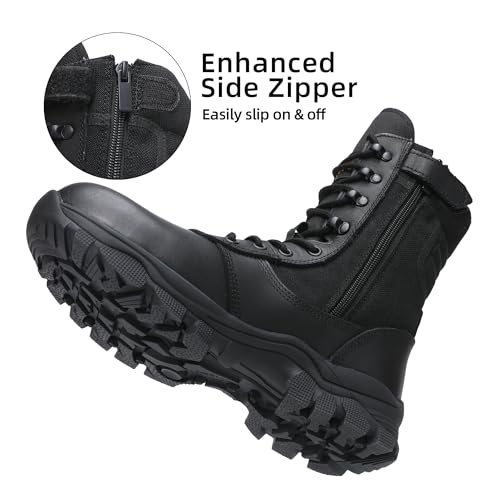 Men's Steel Toe Work Boots with Side Zipper 8 inch Lightweight Comfortable Indestructible Puncture Proof for Industrial Construction Warehouse Roofing Logger Riding Safety4