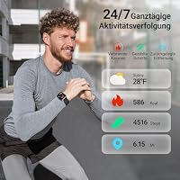 Smartwatch Herren Damen mit Telefonfunktion, 1,85" Fitnessuhr Smart Watch, 100+ Sportmodi Fitness Tracker mit Herzfrequenz/SpO2/Schlaf Monitor Schrittzähler, IP68 Wasserdicht Sportuhr für iOS Android – Ansicht 3