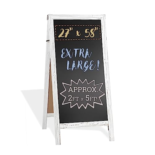Ilyapa A-Frame Chalkboard Sidewalk Sign - 58 x 27 inches, Folding Standing Sandwich Sign – White Menu Display for Restaurant, Business, or Weddings