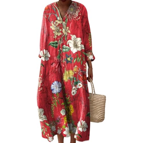 Robe en lin chic élégante avec manches longues pour un été au frais