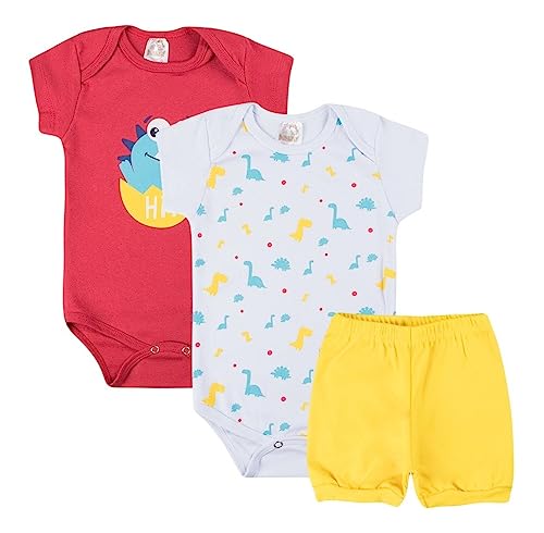 Kit 9 Peças Body Bebê Estampado Manga Curta com Short Roupa Bebe Algodão para Menino (P)