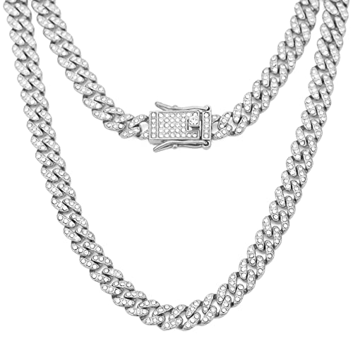HIPBLING Cuban Link Chain for Women Diamond Miami Cuban Necklace 8mm 13mm Mens Iced Out Chain Hip Hop Rapper Jewelry Gift for Men Women4