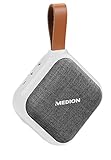 LED Anzeige (Bluetooth/Laden) MEDION E65242 Bluetooth Lautsprecher (Bluetooth 4.1, Freisprechfunktion, Strahlwasserschutz IPX5, 30 Watt, Akku) weiß