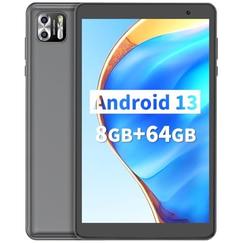 NEWISION Tablet 8 Inch,Android 13 Tablet 8GB RAM(4+4Expand) 64GB ROM,1TB Expand Tablet PC 1280x800 HD IPS Screen 5000mAh Battery,Dual Camera,Tablet with Bluetooth and WiFi,Type C,Tableta（Grey） Cover