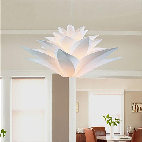Kit de Bricolage Lily Lotus Led Plafonnier Lustre IQ PP Pendentif Suspendu Lampe Abat-Jour Abat-Jour De Suspension pour Salon Chambre Étude Salle À Manger Décor Éclairage Blanc (sans ampoule)