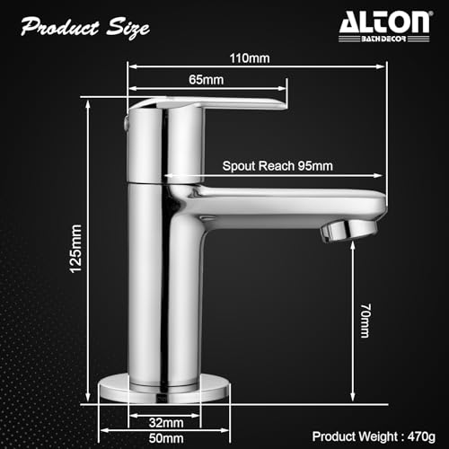Image of ALTON XNO5001, Brass Pillar Cock | Wash Basin Tap | Bathroom Taps | Silver