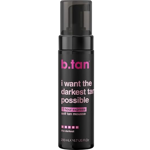 b.tan darkest self tanner | i want the darkest tan possible - 100% natural, fast, 1 hour sunless tanner mousse, no gimmicks, no fake tan smell, no added nasties, vegan, cruelty free, 6.7 fl oz