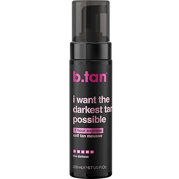 b.tan Ultra Dark Self Tanner Mousse | I Want The Darkest Tan Possible - Fast, 1 Hour Express Sunless Tanning Foam, Golden Bronzing Glow, Face & Body, No Fake Tan Smell, Vegan, Cruelty Free, 6.7 Fl Oz