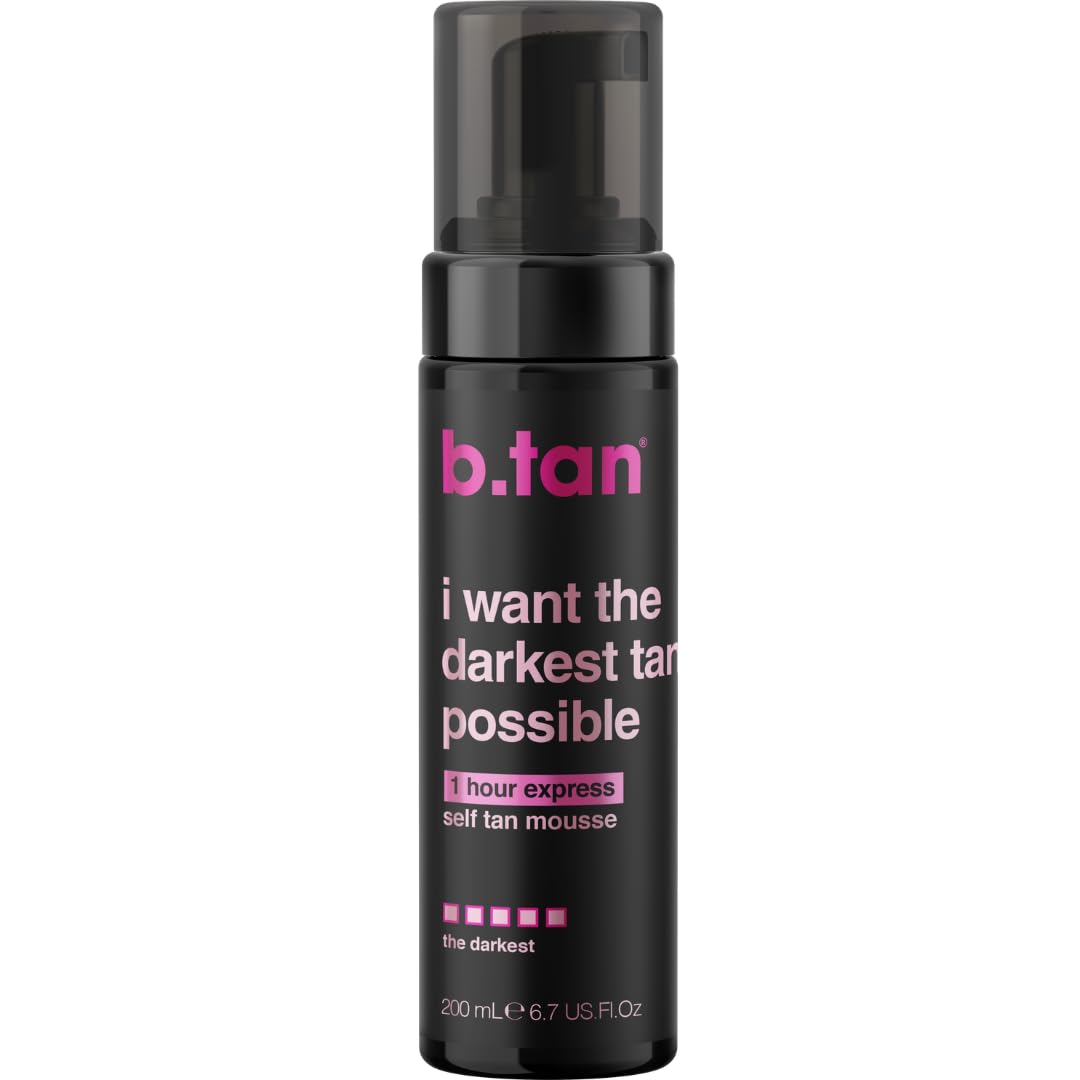 b.tan Ultra Dark Self Tanner Mousse | I Want The Darkest Tan Possible - Fast, 1 Hour Express Sunless Tanning Foam, Golden Bronzing Glow, Face & Body, No Fake Tan Smell, Vegan, Cruelty Free, 6.7 Fl Oz