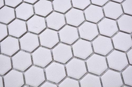 Mosaico de cerámica hexagonal blanco R10B MOS11H-0101-R10_f