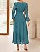 ZESICA Women's 2025 Fall Long Sleeve Maxi Dress V Neck Hollow Out Eyelet A Line Long Flowy Casual Party Dresses Teal Medium