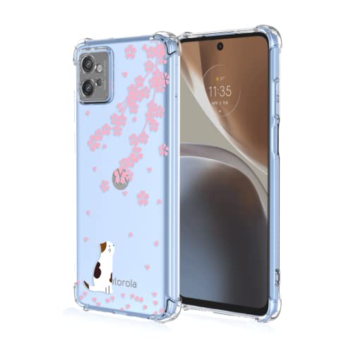 Custodia per Telefono per Motorola Moto g32 6.5 Inches Cover per Cellulare con Motivo Verniciato Trasparente in Morbido Silicone TPU - Gatto 2