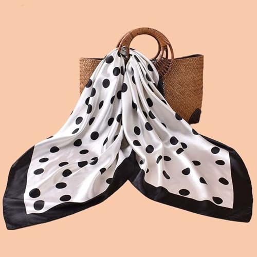 Polka Dot Print Head Scarf for Women Like Silk Satin Scarf for Hair Wrapping at Night Bandana Square Scarf 35 Inches3
