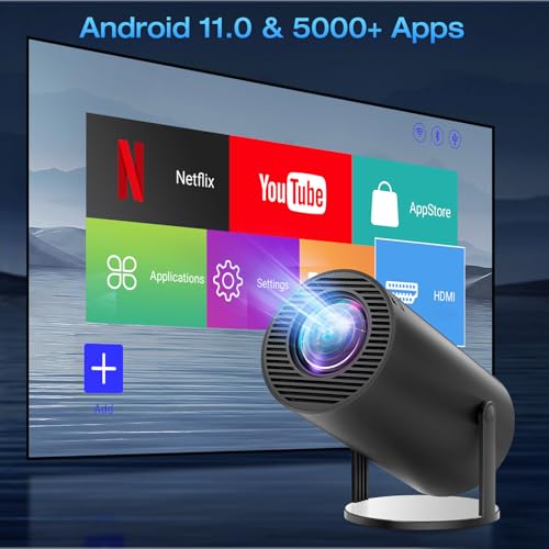 Mini Projector Portable Android 11-16000 Lux Projector 4K Supported 180° Rotation & Auto Keystone, Outdoor Projector Compatible with TV Stick/Windows/iOS/Android/HDMI/USB Mini Projector Portable Android 11-16000 Lux Projector 4K Supported 180° Rotation & Auto Keystone, Outdoor Projector Compatible with TV Stick/Windows/iOS/Android/HDMI/USB