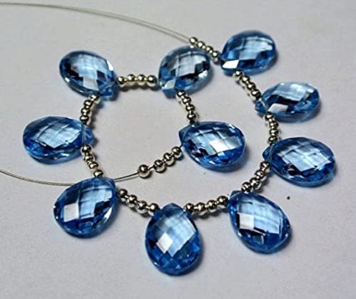 Briolettes quartz corindon bleu ciel LKBEADS pour sublimer vos tenues d'été