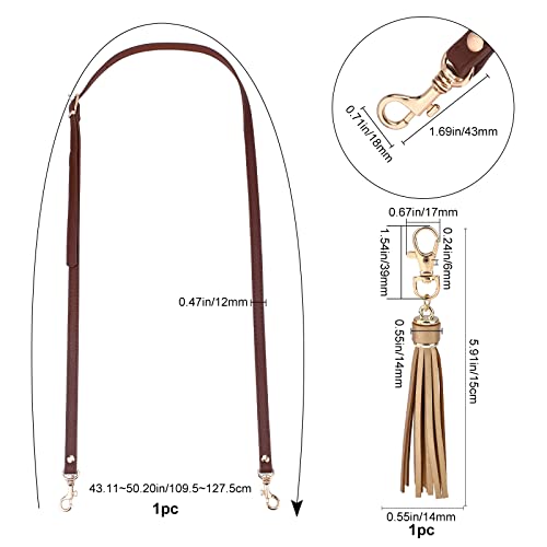 Image of GORGECRAFT Leather Replacement Straps Adjustable Purse Crossbody Brown Shoulder Bag Strap Handles Alloy Buckles with Tassel for Men Women Bags Daily Decorations Crafts Supplies