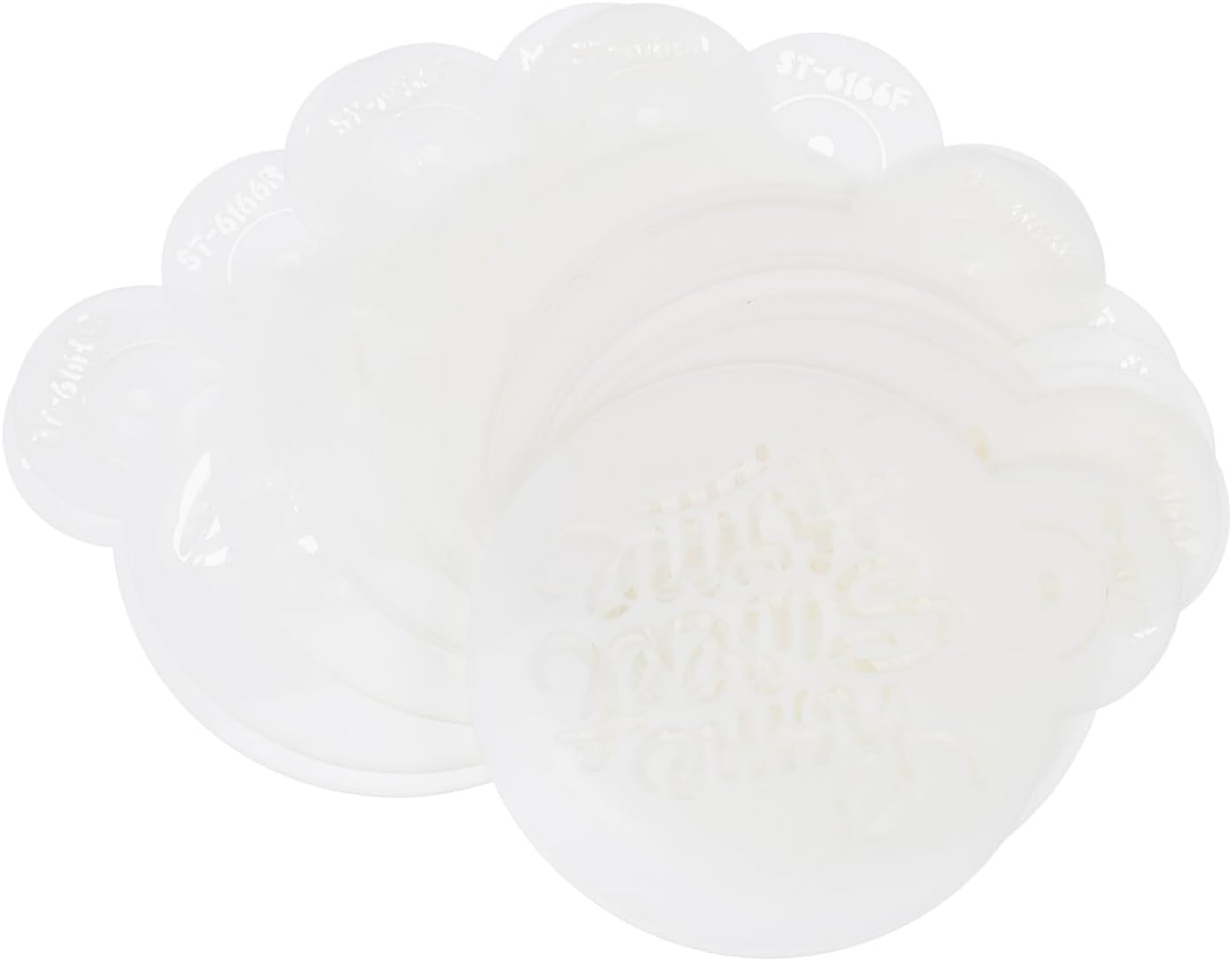 Birthday Coffee Stencils and Powdered Sugar Sieve Templates, 20pcs Hollow Latte Art Cake Decorating Set for Cappuccino DIY and Baking, White Plastic Painting Templates for Home