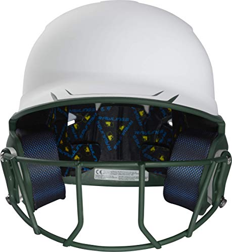 Rawlings Mach Ice Fastpitch Softball Junior Batting Helmet With Face Guard, White/Dark Green #TOP2