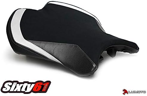 Luimoto Seat Cover for Yamaha R6 2017 2018 2019 2020 Black White Front Rider Suede by Sixty61