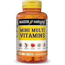 MASON NATURAL Mini Multi Vitamins, Vitamins A, C, D3, E, B1, B2, B3, B6, B12, Folate and Calcium for Overall Health, 100 Day Supply