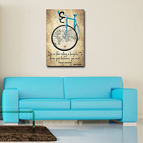 Life Is Like Riding A Bicycle Funny Quotes Life Poster Art Canvas Wall Prints Modern Retro Painting Vertical Picture Decoration Unframed 12X18 Inch(30X45Cm) #TOP3