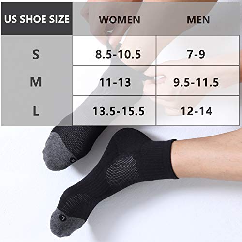 Fitrell 6 Pack Men's Athletic Ankle Socks Cushioned Sports Running Socks, Shoe Size 9-12, Black #TOP1